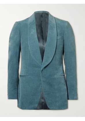 Kingsman - Slim-Fit Shawl-Collar Cotton and Linen-Blend Velvet Tuxedo Jacket - Men - Blue - IT 46