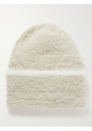 Jacquemus - Neve Logo-Embroidered Brushed-Knit Beanie - Men - Neutrals