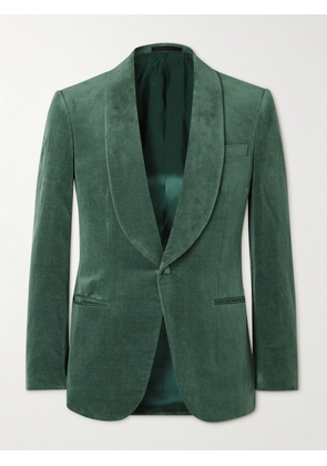 Kingsman - Shawl-Collar Cotton and Linen-Blend Velvet Tuxedo Jacket - Men - Green - IT 46