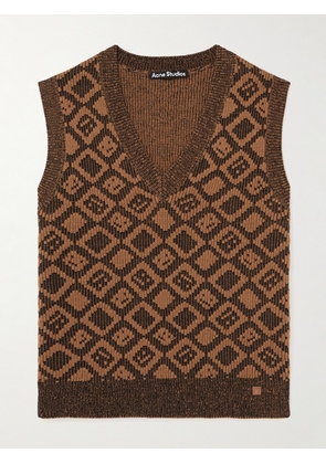 Acne Studios - Konny Logo-Jacquard Wool and Cotton-Blend Sweater Vest - Men - Brown - XS