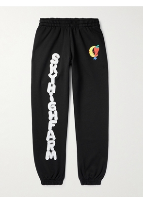 SKY HIGH FARM - Tapered Logo-Print Organic Cotton-Jersey Sweatpants - Men - Black - S