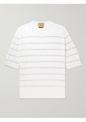 Federico Curradi - Linen-Trimmed Striped Cotton T-Shirt - Men - White - S