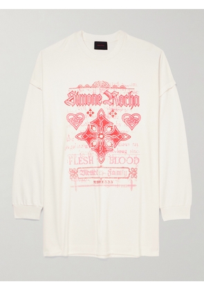 Simone Rocha - Oversized Printed Cotton-Jersey T-Shirt - Men - White - S