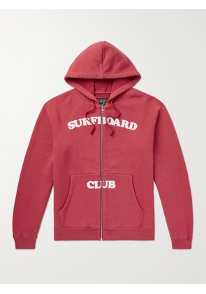 Stockholm Surfboard Club - Jaja Logo-Print Organic Cotton-Jersey Zip-Up Hoodie - Men - Red - XS