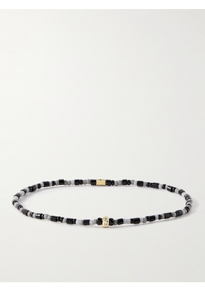 Luis Morais - Gold, Diamond and Glass Beaded Bracelet - Men - Black