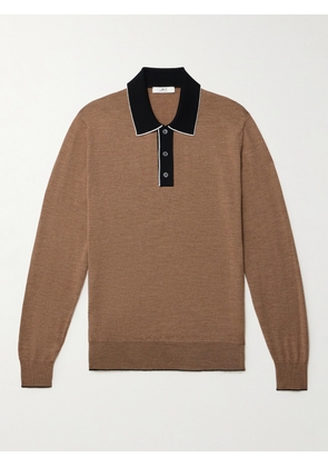 Mr P. - Colour-Block Merino Wool Polo Shirt - Men - Brown - XS