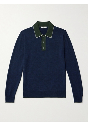Mr P. - Colour-Block Merino Wool Polo Shirt - Men - Blue - XS