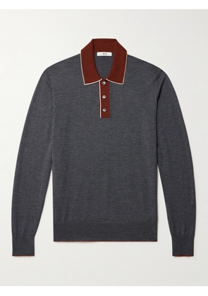 Mr P. - Colour-Block Merino Wool Polo Shirt - Men - Gray - XS