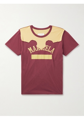 Maison Margiela - Logo-Print Cotton-Jersey T-Shirt - Men - Burgundy - S
