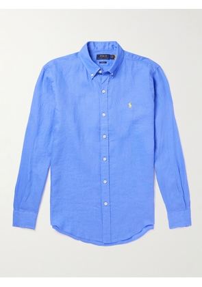 Polo Ralph Lauren - Button-Down Collar Logo-Embroidered Linen Shirt - Men - Blue - XS
