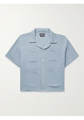 Cherry Los Angeles - Vacation Camp-Collar Cotton-Gauze Shirt - Men - Blue - XS