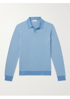 Mr P. - Johnny Birdseye Cotton Polo Shirt - Men - Blue - XS