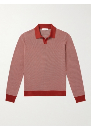 Mr P. - Johnny Birdseye Cotton Polo Shirt - Men - Red - XS