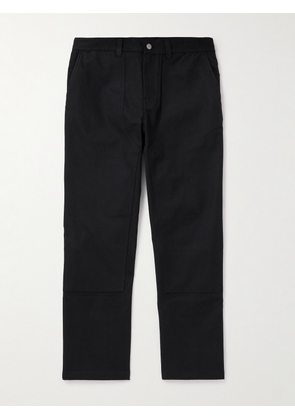 SATURDAYS NYC - Morris Wide-Leg Brushed Cotton-Blend Twill Trousers - Men - Black - UK/US 30