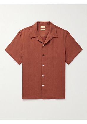 De Bonne Facture - Convertible-Collar Embroidered Linen Shirt - Men - Red - S
