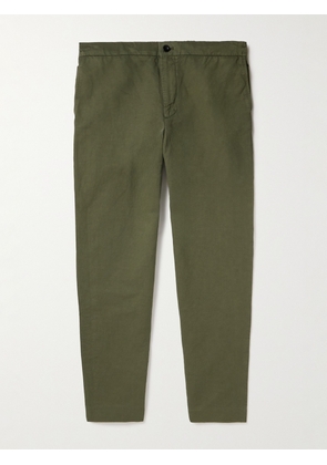 Mr P. - James Tapered Cotton and Linen-Blend Twill Drawstring Trousers - Men - Green - 28