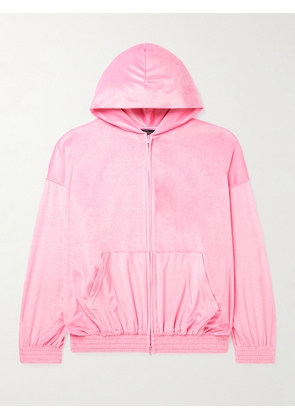 Balenciaga - Oversized Velvet Zip-Up Hoodie - Men - Pink - 1