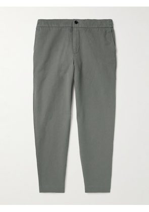Mr P. - James Cotton and Linen-Blend Twill Drawstring Trousers - Men - Gray - 28