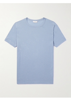 Club Monaco - Slub Linen and Cotton-Blend Piqué T-Shirt - Men - Blue - XS