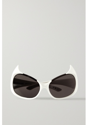 Balenciaga - Gotham Oval-Frame Acetate Sunglasses - Men - White