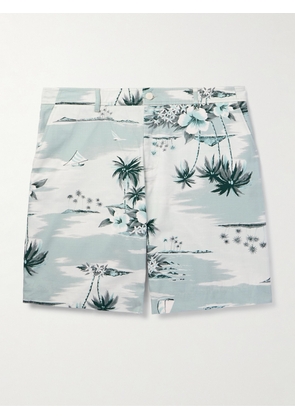 Maison Kitsuné - Straight-Leg Long-Length Printed Cotton-Ripstop Swim Shorts - Men - Green - FR 38