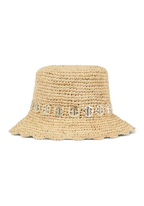 Rabanne Embellished raffia bucket hat