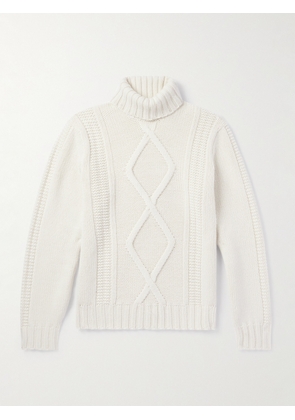 Brunello Cucinelli - Cable-Knit Cashmere Rollneck Sweater - Men - White - IT 46