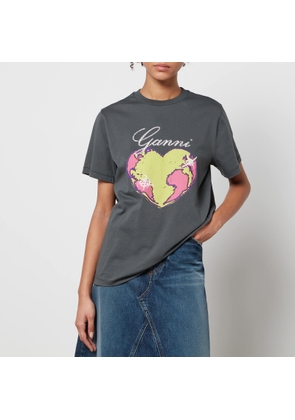 Ganni Heart Organic Cotton-Jersey T-Shirt - XS