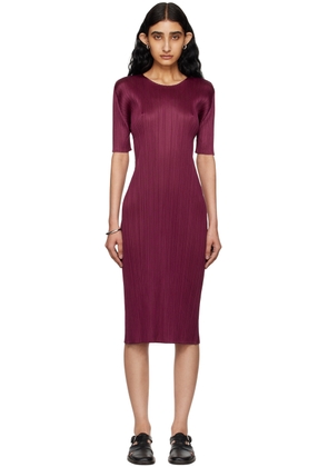 PLEATS PLEASE ISSEY MIYAKE Burgundy Monthly Colors May Midi Dress