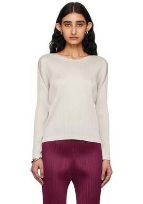 PLEATS PLEASE ISSEY MIYAKE Taupe Monthly Colors February Long Sleeve T-Shirt