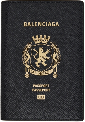Balenciaga Black Stamped Passport Holder