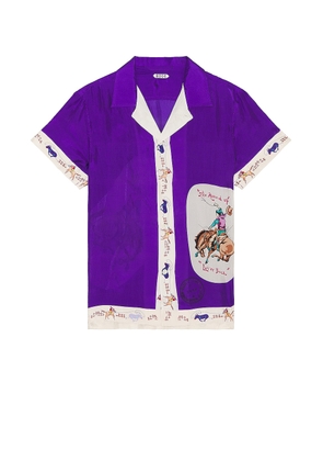 BODE Round Up Short Sleeve Shirt in Violet - Purple. Size XL/1X (also in ).
