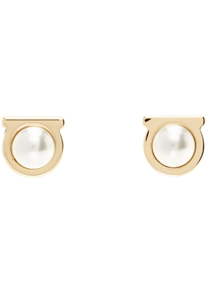 Ferragamo Gold Gancini Pearl Earrings
