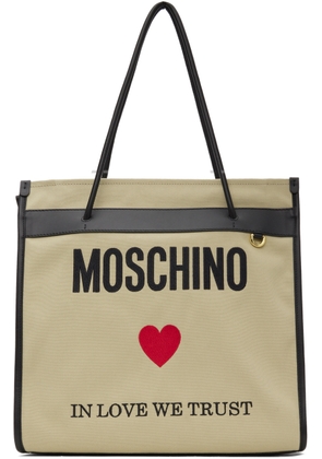Moschino Beige Embroidered Tote