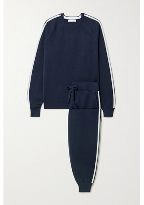 Olivia von Halle - Missy Paris Striped Silk-blend Sweatshirt And Track Pants Set - Blue - x small,small,medium,large