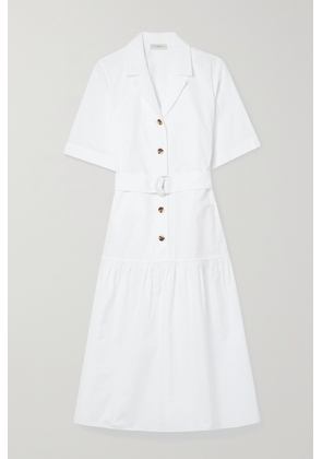 LAFAYETTE 148 - Orion Belted Tiered Cotton-poplin Midi Shirt Dress - White - xx small,x small,small,medium,large,x large,xx large