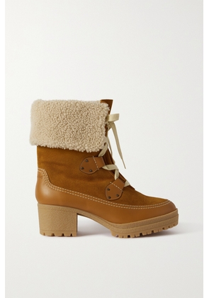 See By Chloé - Verena Shearling-trimmed Suede And Leather Ankle Boots - Brown - IT35,IT36,IT37,IT38,IT39,IT40,IT41,IT42