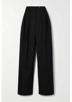 The Row - Marcellita Pleated Wool And Mohair-blend Piqué Wide-leg Pants - Black - US0,US2,US4,US6,US8,US10,US12,US14