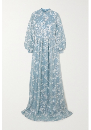Erdem - Kara Sequined Embroidered Chiffon Gown - Blue - UK 8,UK 10,UK 12,UK 14,UK 18