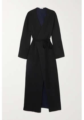The Row - Aras Stretch Wool, Silk And Cashmere-blend Maxi Wrap Dress - Black - x small,small,medium,large,x large