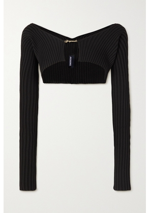 Jacquemus - Pralù Embellished Cropped Ribbed-knit Cardigan - Black - FR32,FR34,FR36,FR38,FR40,FR42,FR44,FR46