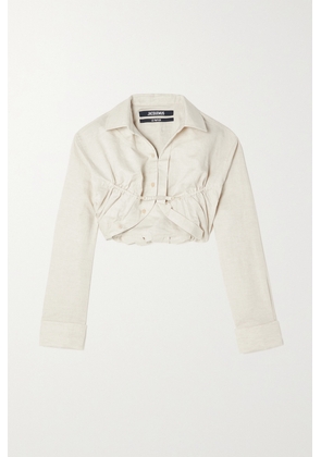Jacquemus - Machou Cropped Cotton And Linen-blend Canvas Shirt - Ecru - FR32,FR34,FR36,FR38,FR40,FR42,FR44,FR46