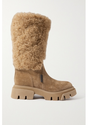 Brunello Cucinelli - Shearling And Suede Ankle Boots - Neutrals - IT36,IT37,IT37.5,IT38,IT38.5,IT39,IT39.5,IT40,IT40.5,IT41