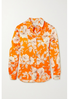 Erdem - Lillia Floral-print Stretch-satin Shirt - Orange - UK 4,UK 6,UK 8,UK 10,UK 12,UK 14,UK 16,UK 18,UK 20,UK 22