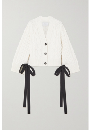 Erdem - Agatha Tie-detailed Cable-knit Cardigan - White - x small,small,medium,large,x large
