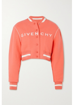 Givenchy - Cropped Embroidered Wool Bomber Jacket - Pink - x small,small,medium,large