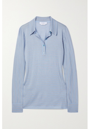 Gabriela Hearst - Banjo Striped Cashmere And Silk-blend Polo Shirt - Blue - x small,small,medium,large,x large