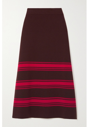 La DoubleJ - Tones Striped Merino Wool Midi Skirt - Red - x small,small,medium,large,x large