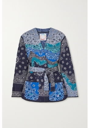 CALL IT BY YOUR NAME - Belted Patchwork Paisley-print Cotton-poplin Jacket - Blue - small,medium,large