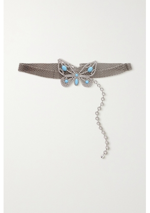Alessandra Rich - Butterfly Silver-tone Crystal Belt - One size